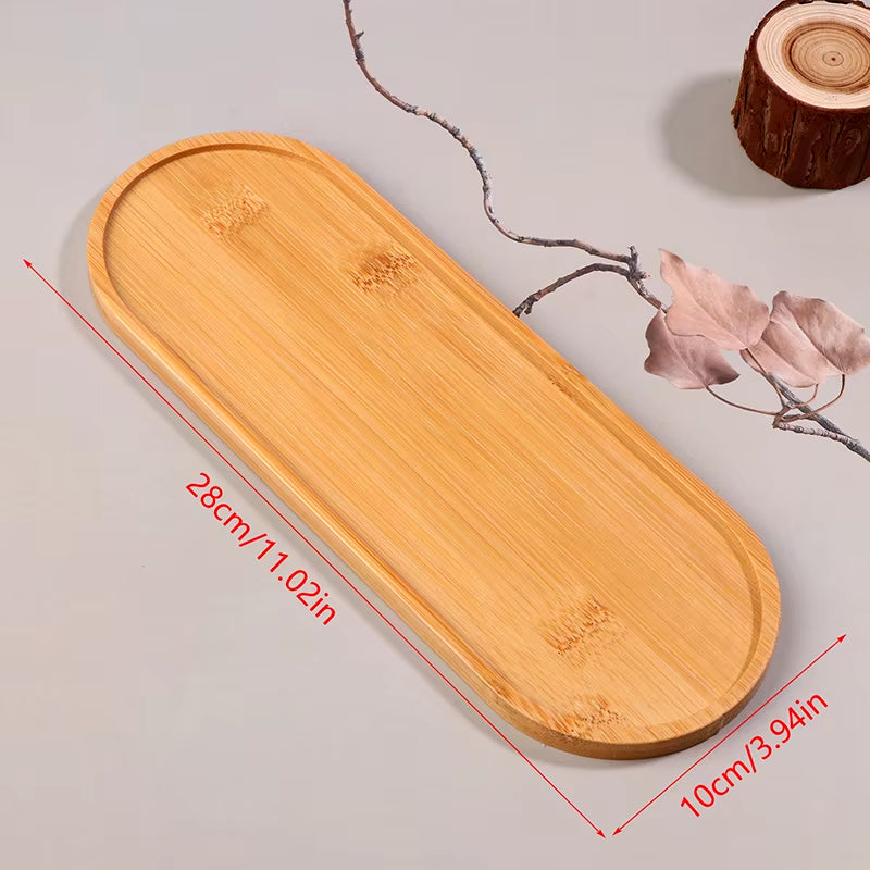 Plato Redondo de Madera Maciza para Postres y Botanas – Estilo Japonés