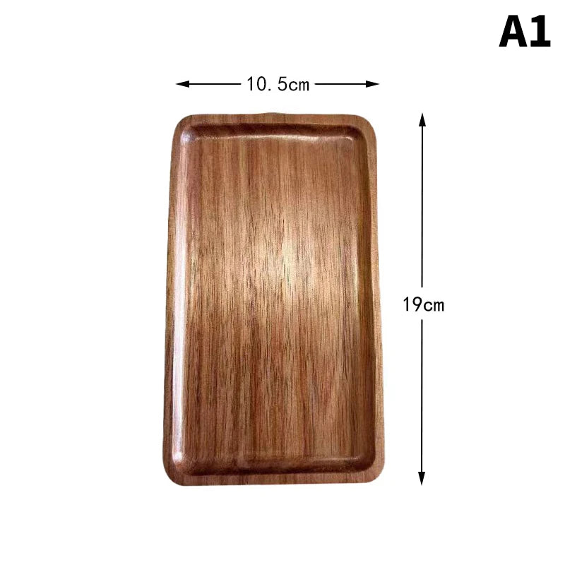 Plato Redondo de Madera Maciza para Postres y Botanas – Estilo Japonés