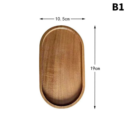 Plato Redondo de Madera Maciza para Postres y Botanas – Estilo Japonés