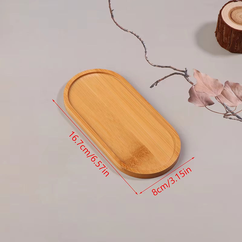 Plato Redondo de Madera Maciza para Postres y Botanas – Estilo Japonés