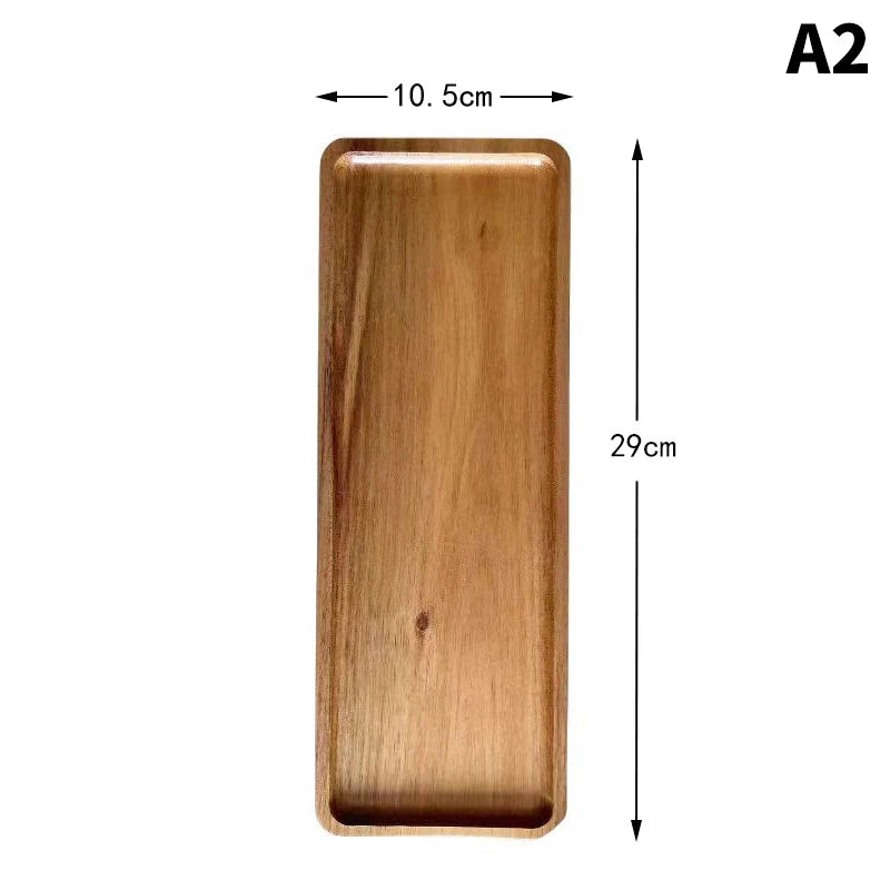 Plato Redondo de Madera Maciza para Postres y Botanas – Estilo Japonés