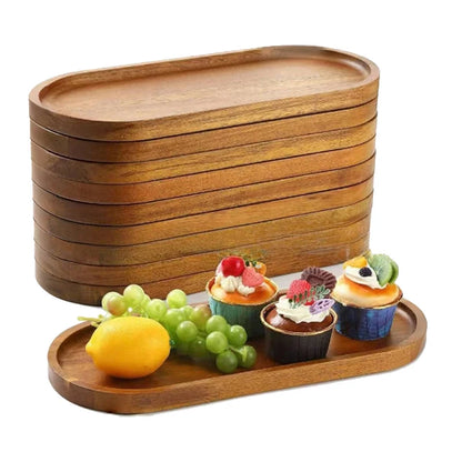Plato Redondo de Madera Maciza para Postres y Botanas – Estilo Japonés