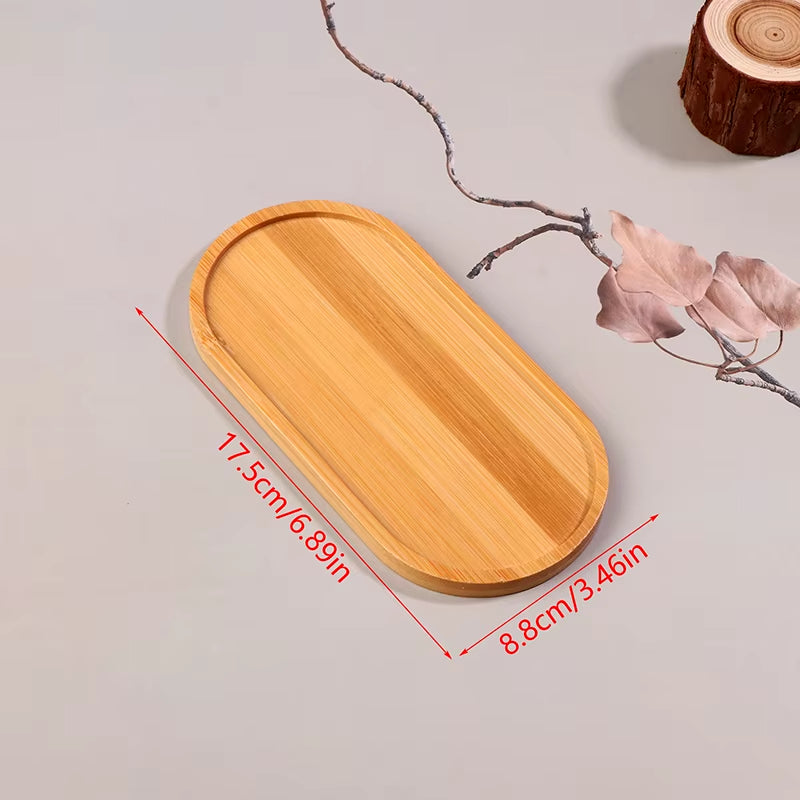 Plato Redondo de Madera Maciza para Postres y Botanas – Estilo Japonés