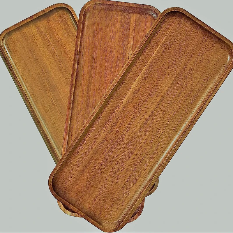 Plato Redondo de Madera Maciza para Postres y Botanas – Estilo Japonés