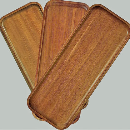Plato Redondo de Madera Maciza para Postres y Botanas – Estilo Japonés