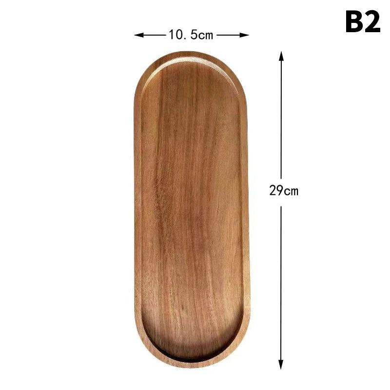 Plato Redondo de Madera Maciza para Postres y Botanas – Estilo Japonés